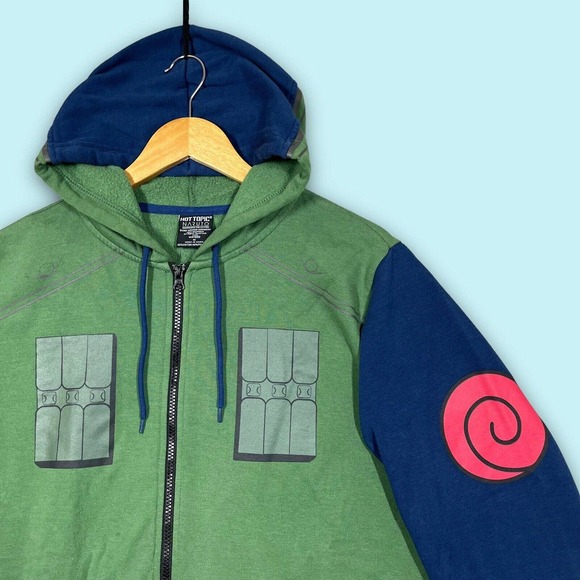 Hot Topic Mens Medium 2007 Naruto Shippuden Kakashi Army Full Zip L/s Hoodie - Picture 2 of 7